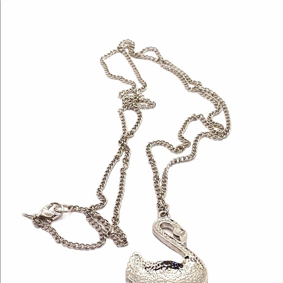 Swan Crystal Necklace Silver Tone 31” - Picture 7 of 13